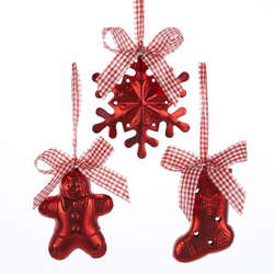 Item 101575 Red and White Snowflake/Gingerbread Man/Stocking Ornament