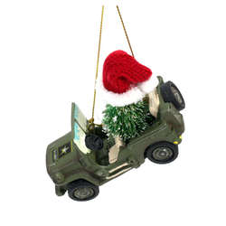 Item 101640 Army Jeep With Christmas Tree Ornament