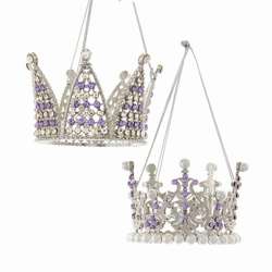 Item 101642 thumbnail Purple/Clear Crown Ornament