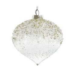 Item 101667 White Beading Frosted Onion Ornament