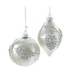 Item 101690 thumbnail Ice White With Glitter Ball Pinecone Ornament