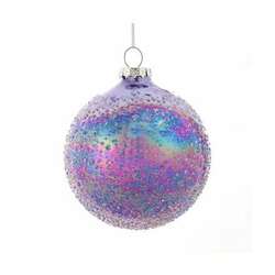 Item 101697 Glass Icy Lavender Iridescent Ball Ornament