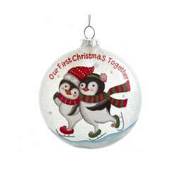 Item 101719 1st Christmas Skating Penguin Disc Ornament