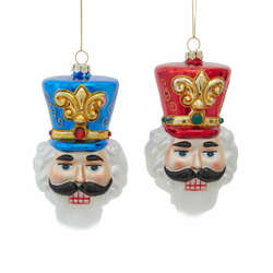 Item 101795 thumbnail Glass Red/Blue Nutcracker Head Ornament