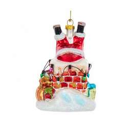 Item 101825 Glass Santa Down Chimney Ornament