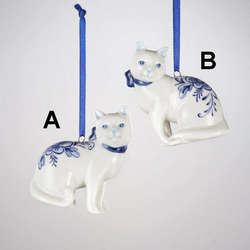 Item 101846 Delft Blue Cat Ornament