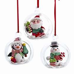 Item 101848 Santa/Snowman/Penguin Ball Ornament