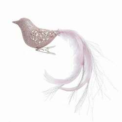 Item 101876 Pink Beaded Bird Clip-On Ornament