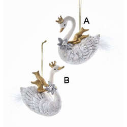 Item 101978 White Swan With Gold Ribbon Ornament