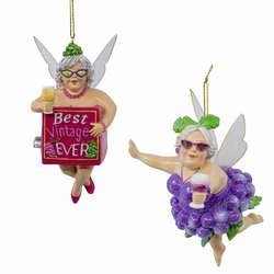 Item 101981 Old Lady Wine Fairy Ornament