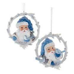 Item 101990 Santa With Bird Wreath Frame Ornament