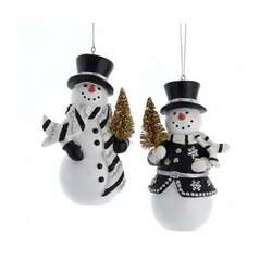 Item 102017  Black Silver Gold Snowman Ornament