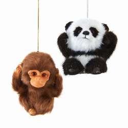 Item 102046 Furry Baby Monkey/Panda Ornament