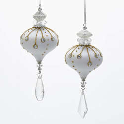 Item 102056 White/Gold Onion With Drop Ornament