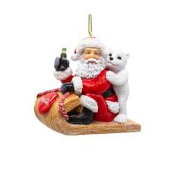 Item 102079 Coke Santa and Cub On Sled Ornament