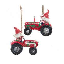 Item 102081 Farm Gnome Riding Tractor Ornament