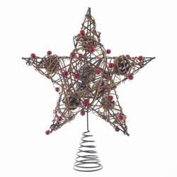 Item 102112 thumbnail Natural Brown Star Tree Topper With Berries