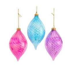 Item 102229 Glass Hot Pink, Blue And Purple Drop Ornament