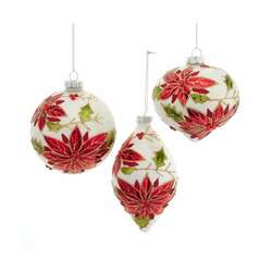 Item 102249 Glass Poinsettia Leaf Ball/Drop/Onion Ornament