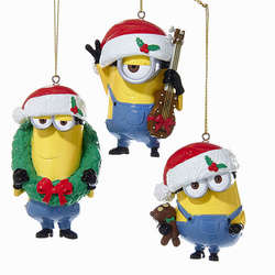 Item 102256 Despicable Me Minion With Guitar/Wreath/Bear Ornament