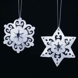Item 102342 White and Iridescent Snowflake/Star Ornament