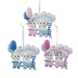 Item 102358 Baby's First Christmas Twin Bears With Train Ornament