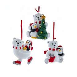 Item 102365 White Bear With Penguin Ornament