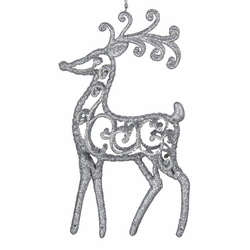 Item 102423 Lace Silver Mirror Deer Ornament