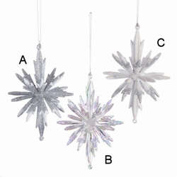 Item 102486 Silver and White 3D Icicle Snowflake Ornament