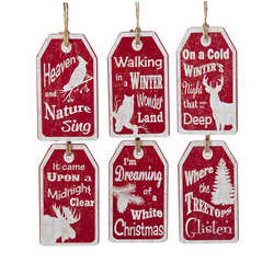 Item 102503 Red/White Christmas Sayings Ornament