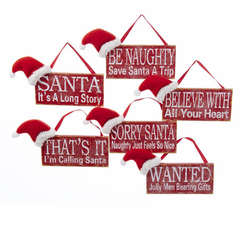 Item 102520 Santa Hat Sign Ornament
