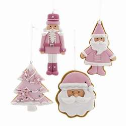 Item 102587 thumbnail Pink and White Santa/Nutcracker/Tree/Head Ornament