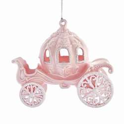 Item 102617 Pink Carriage With Glitter Ornament