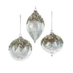 Item 102646 Icy Silver Ball/Onion/Drop Ornament