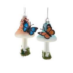 Item 102887 thumbnail Glass Butterfly On Mushroom Ornament