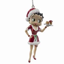 Item 102912 Santa Betty Boop With Milk & Cookies Ornament