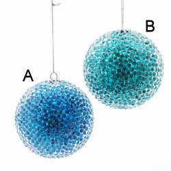 Item 103179 Blue/Teal Beaded Ball Ornament