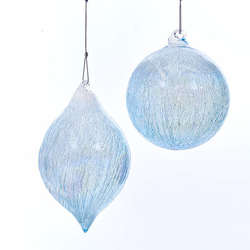 Item 103254 Ice Blue Finial/Ball Ornament