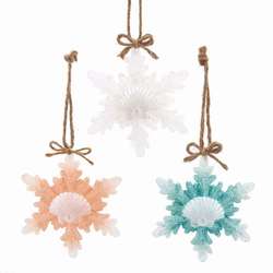 Item 103276 Sea Glass Snowflake Coral Ornament