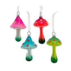 Item 103433 Glass Glow In The Dark Mushroom Ornament