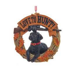 Item 103458 Love To Hunt Wreath With Dog Ornament