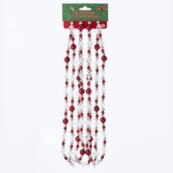 Item 103473 9 Foot Red/Silver/Clear Faceted Bead Garland
