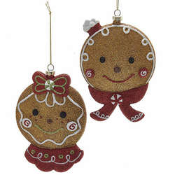 Item 103494 Girl/Boy Gingerbread Head Ornament 