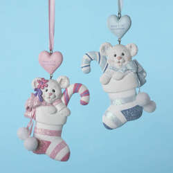 Item 103520 Baby's First Christmas Bear In Stocking Ornament