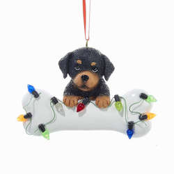 Item 103554 Rottweiler With Bone/Lights Ornament