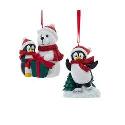 Item 103565 thumbnail White Bear With Penguin Ornament