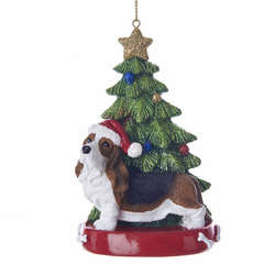 Item 103587 Bassett Hound With Tree Ornament
