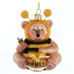 Item 103649 Noble Gem Glass Bee Bear Ornament