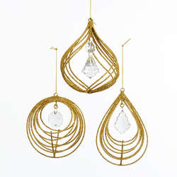 Item 103717 Gold/Clear Glitter Jewel Ornament