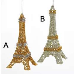 Item 103726 Glittered Gold/Silver Eiffel Tower Ornament
